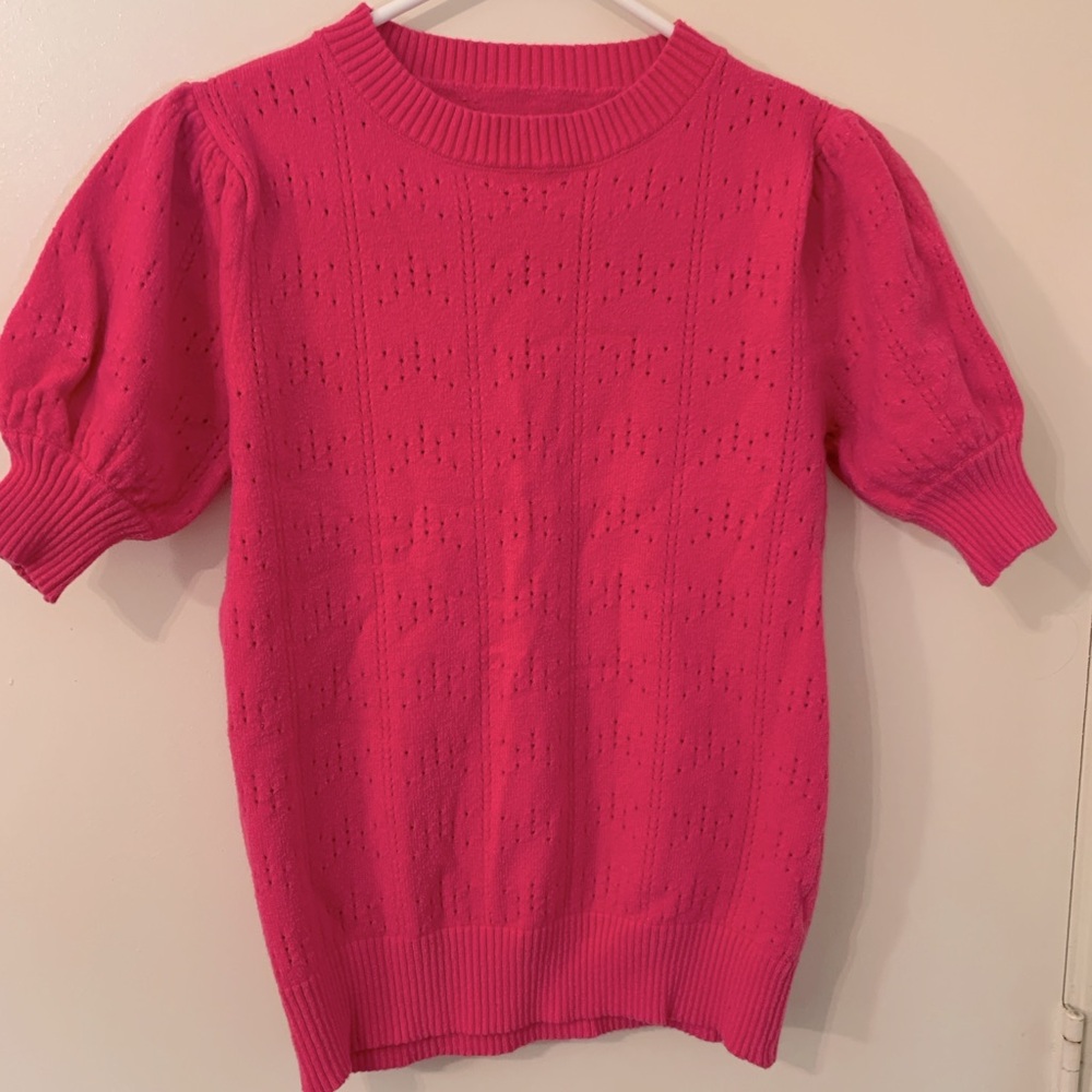 Hot Pink Short Sleeve Sweater